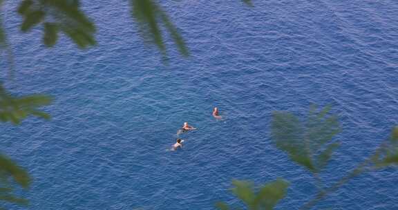 人们在海里游泳