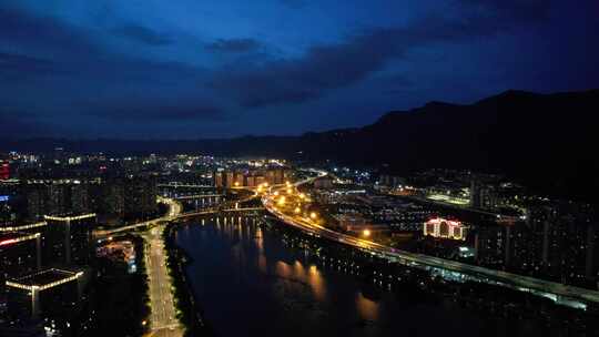 福建福州大景城市夜景灯光航拍