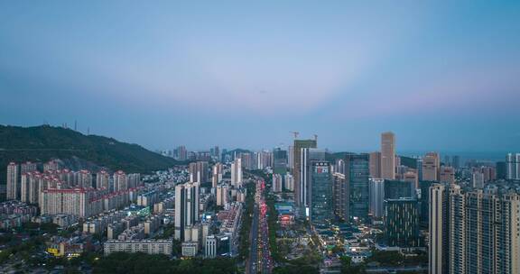 大湾区珠海富华里商圈夜景航拍延时