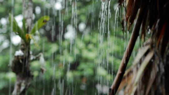 屋外下着倾盆大雨