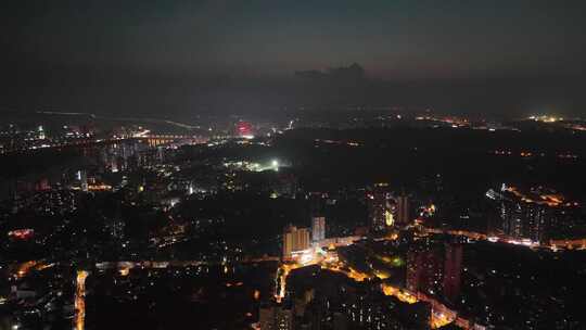 四川乐山万家灯火城市夜景航拍