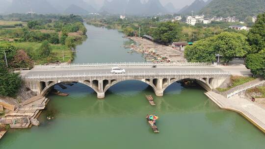 航拍广西阳朔遇龙河风景区