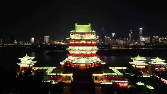 航拍江西南昌滕王阁5A景区夜景