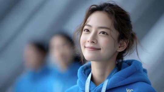 微笑女性团队展现企业积极向上精神