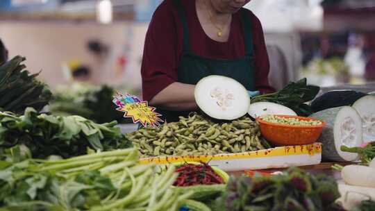 菜市场农贸市场卖菜视频素材模板下载