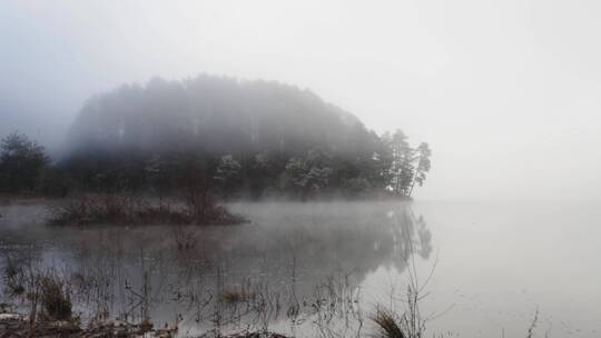 自然湖泊湿地沼泽云雾飘渺