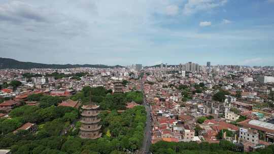 福建泉州古西街钟楼开元寺航拍