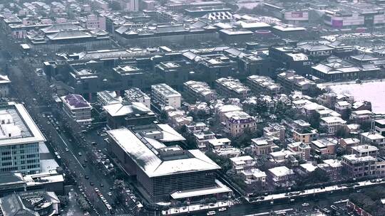 西安城市建筑冬季雪景