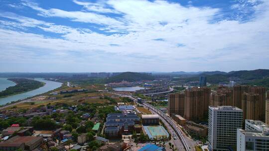 长沙南部湘江欢乐城全景航拍视频素材模板下载
