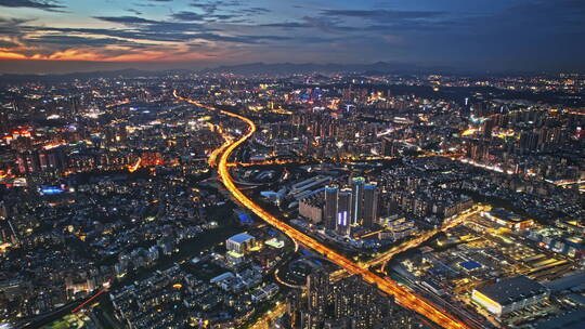 4k延时航拍深圳龙华火烧云夜景