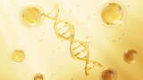 旋转的金色DNA 和细胞结构生物概念视频高清在线视频素材下载