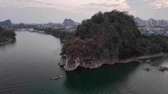 广西桂林象山景区桂林象鼻山航拍