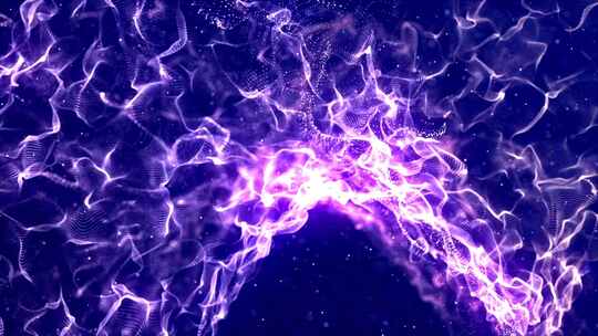 紫色空间中的发光波粒子