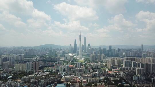 广州塔远景，平视直推镜头