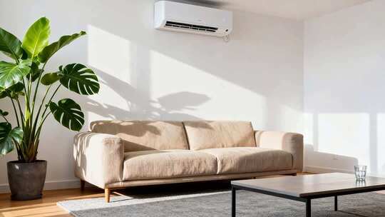 室内简约风格沙发与绿植场景