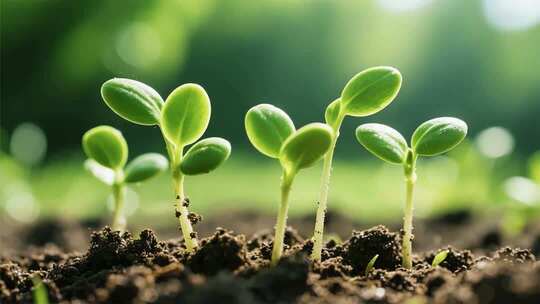 土壤中幼苗生长特写