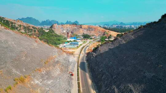视频合集航拍广西贺州采矿的矿山矿场