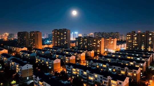 航拍万家灯火4K