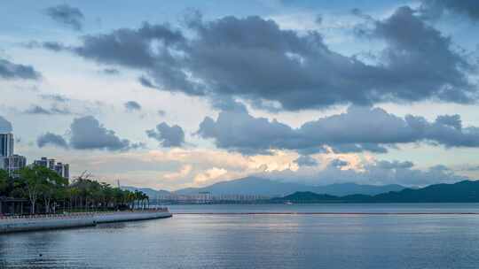 深圳湾大桥海边延时