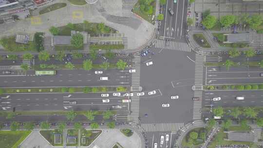杭州马路十字路口车流量视频素材模板下载