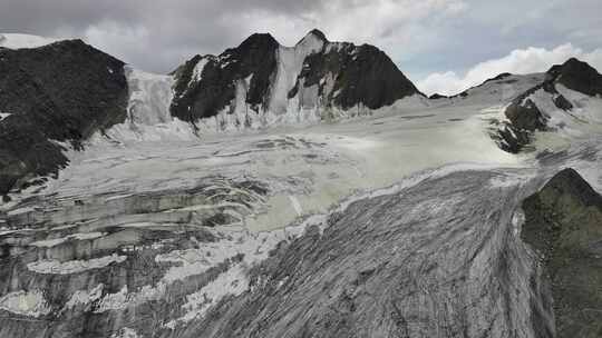 航拍川西格聂山区阿萨贡格雪山冰川风光