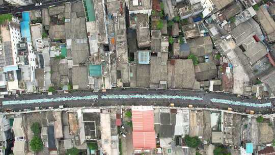 海南海口骑楼老街城市街道长桌宴航拍
