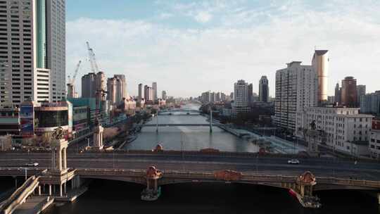 天津海河风景线城市天际线建筑风光航拍