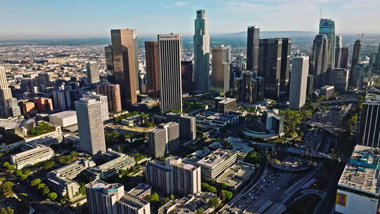加州蓝天晴天洛杉矶市中心视频素材模板下载