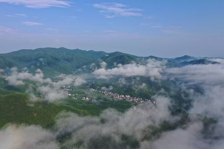 莫干山仙潭村云海俯视全景视频素材模板下载