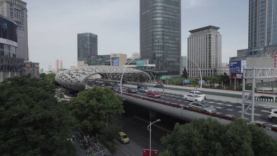 城市交通-上海延安立交桥-立交桥上车水马龙
