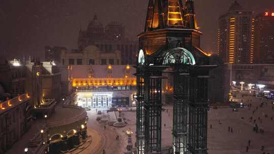 下雪的哈尔滨圣索菲亚教堂