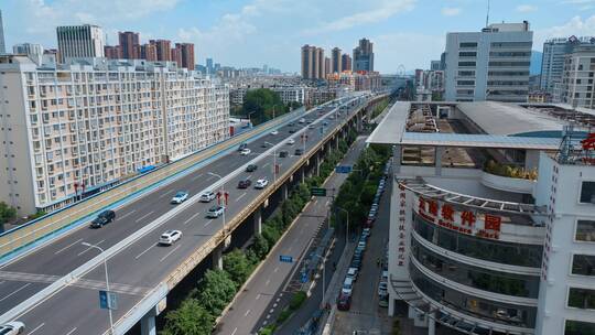 昆明城市昆明云南软件园旁二环西路车流延时