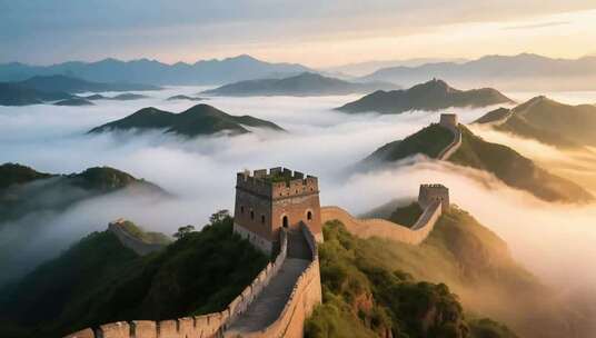 长城云海自然风光全景