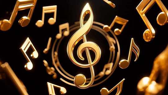 360度循环金色音符4K