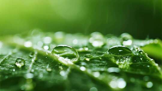 白露绿叶雨露清新自然微距视频