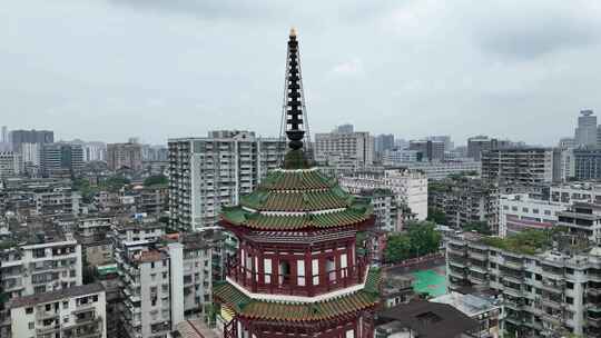 广东省广州市越秀区六榕寺塔近景航拍