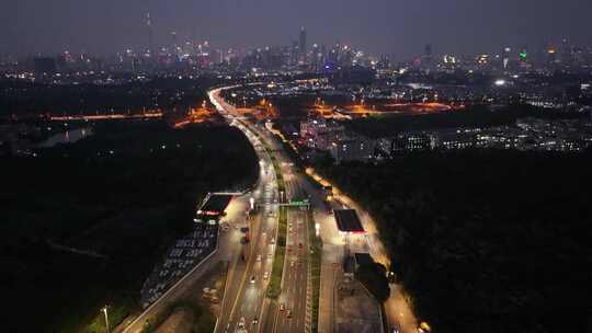 广州华南快速路夜景航拍