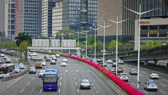 【正版素材】公路车流阴天城市