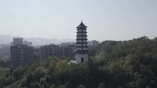 航拍风景公园大山云海旅游风光江西景德镇塔