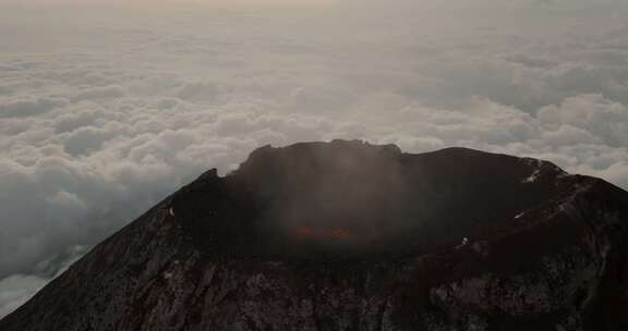 火山，危地马拉，云，烟