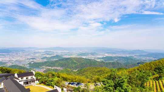 杭州义桥寺坞岭望江阁山与自然空间风景延时