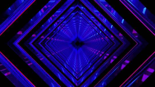 发光抽象蓝色方块隧道背景