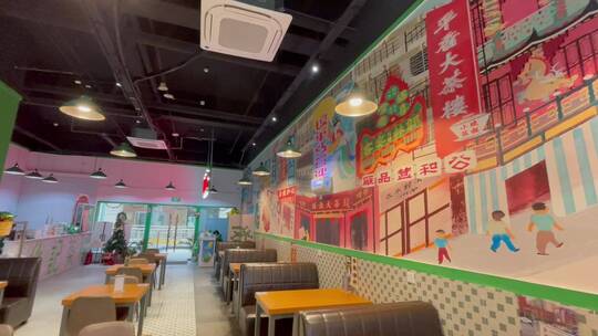 复古装饰港式茶餐厅墙体彩绘等一组