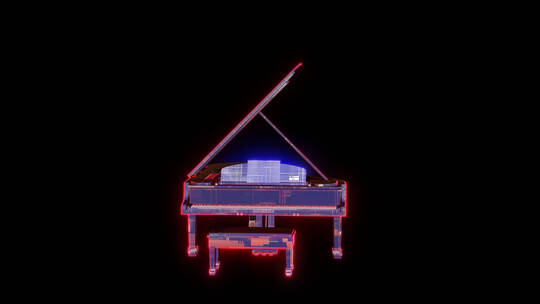 4K带通道赛博朋克元宇宙元素3D钢琴