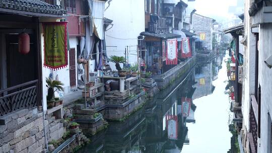 绍兴仓桥直街古街道风景视频