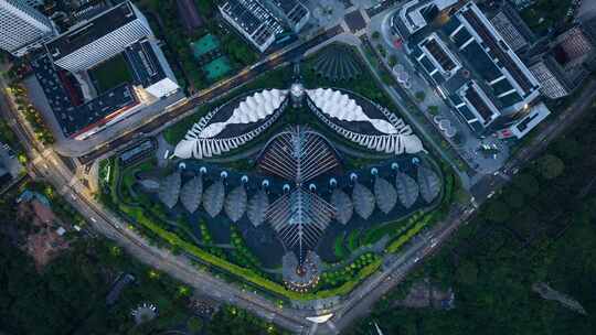 深圳大湾区玛丝菲尔天使之翼高空航拍延时