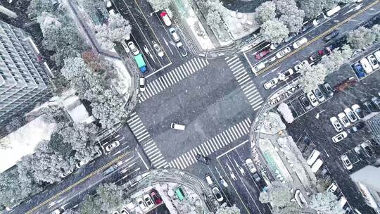 南京雪景 街道雪景车流视频素材模板下载