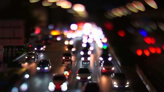 移轴延时城市车流夜景视频素材模板下载