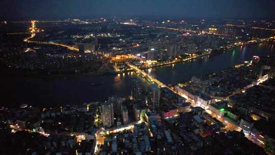 湖南省衡阳市石鼓区湘江夜景航拍4k