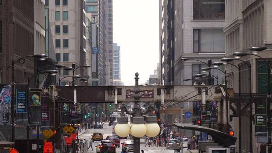 繁忙的芝加哥市中心街